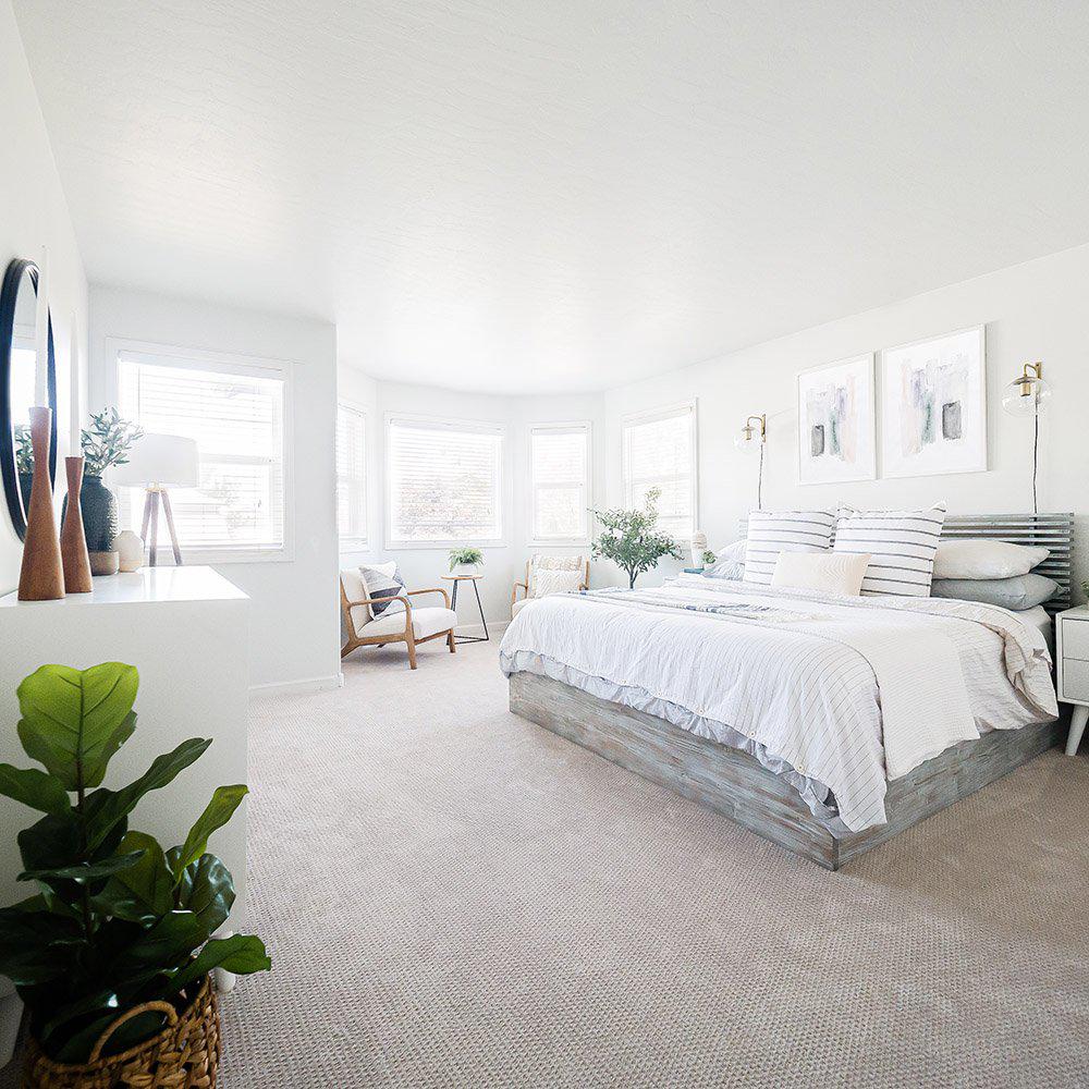 Bedroom with carpet flooring