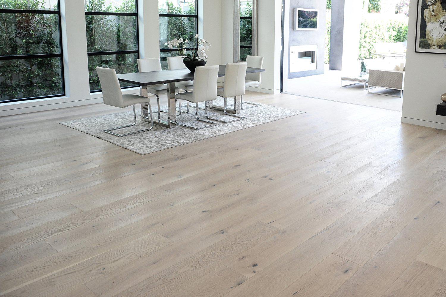 Dining room with engineered hardwood flooring